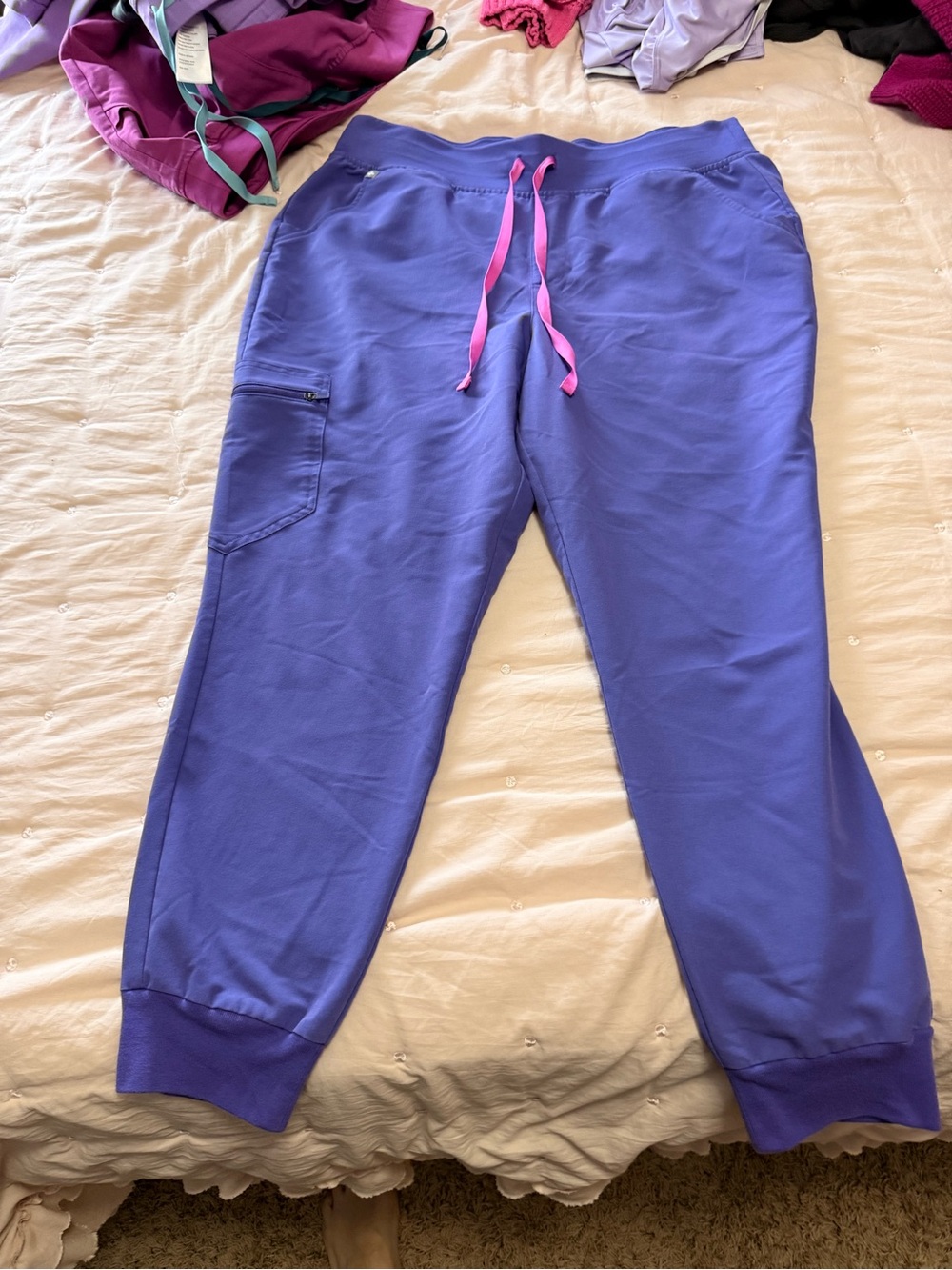 Figs Purple Women’s Joggers with Pink Drawstring